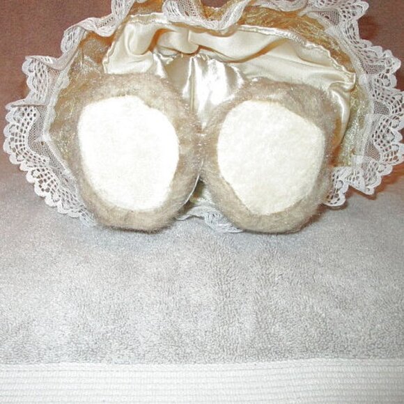 17" Christmas Star FAIRY BEAR Plush GOLD Wand DRESS Standing WOOD Decor VINTAGE - Picture 9 of 12